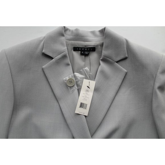 Theory Icon Timeless Classics Reborn Cropped Blazer Light Heather Size 6 - Picture 6 of 6
